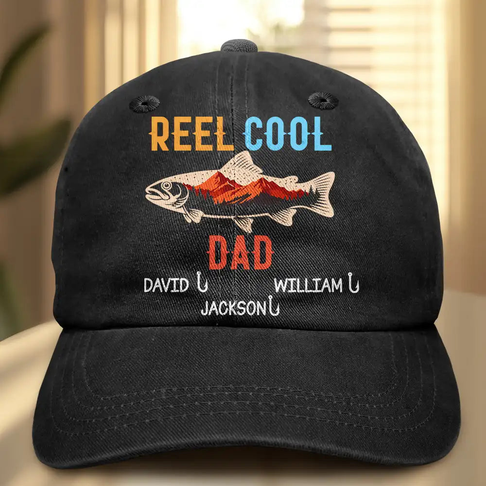 Reel Cool Grandpa - Personalized Vintage Washed Denim Cap