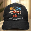 Gift For Father, Gift For Grandpa, Funny, Fishing - Reel Cool Grandpa - Personalized Vintage Washed Denim Cap