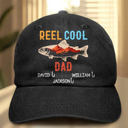 Gift For Father, Gift For Grandpa, Funny, Fishing - Reel Cool Grandpa - Personalized Vintage Washed Denim Cap