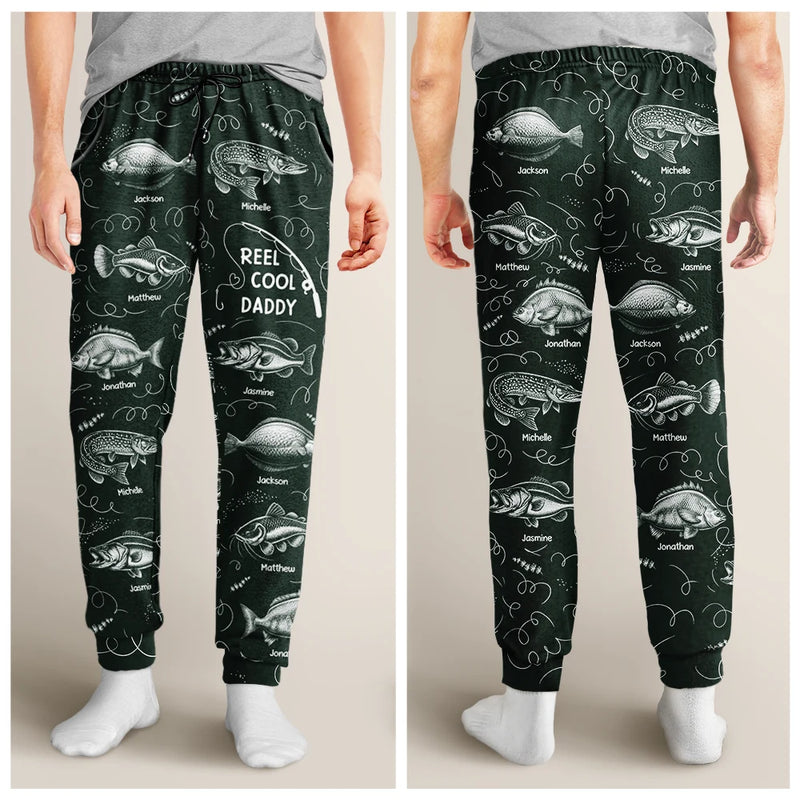 Gift For Father,Gift For Grandpa,Fishing,Non-Eng,Icon,Proud - Reel Cool Grandpa Dad - Personalized Sweatpants
