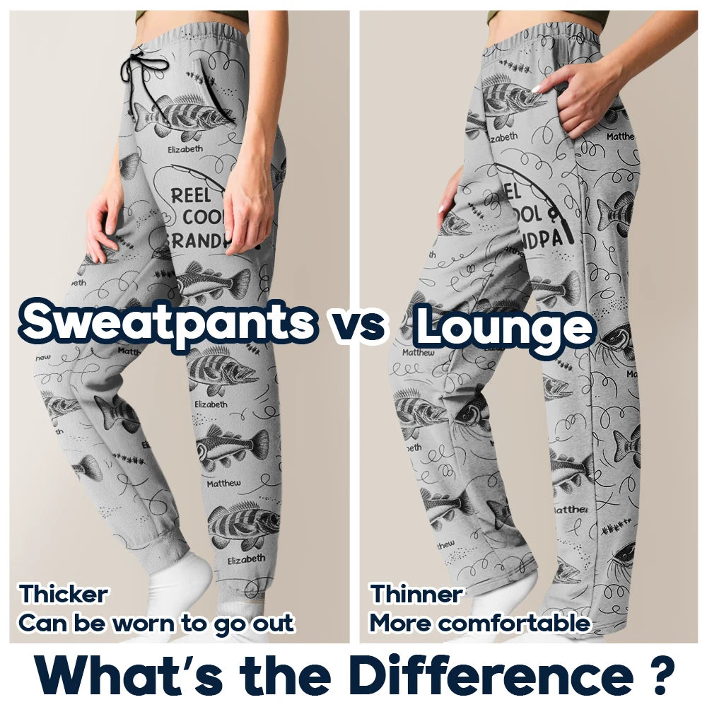 Gift For Father,Gift For Grandpa,Fishing,Non-Eng,Icon,Proud - Reel Cool Grandpa Dad - Personalized Sweatpants