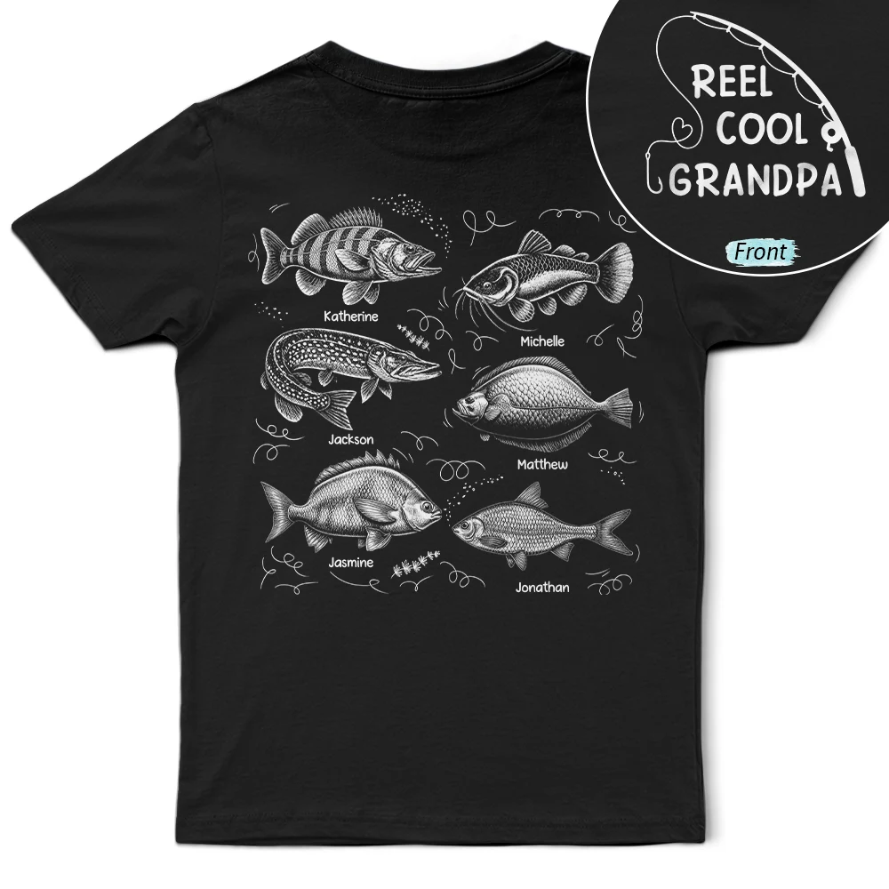 Gift For Father,Gift For Grandpa,Fishing,Top Market,Non-Eng,Icon,Proud - Reel Cool Grandpa Dad - Personalized T Shirt