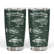Gift For Father,Fishing,Proud,Icon - Reel Cool Grandpa Dad - Personalized Tumbler