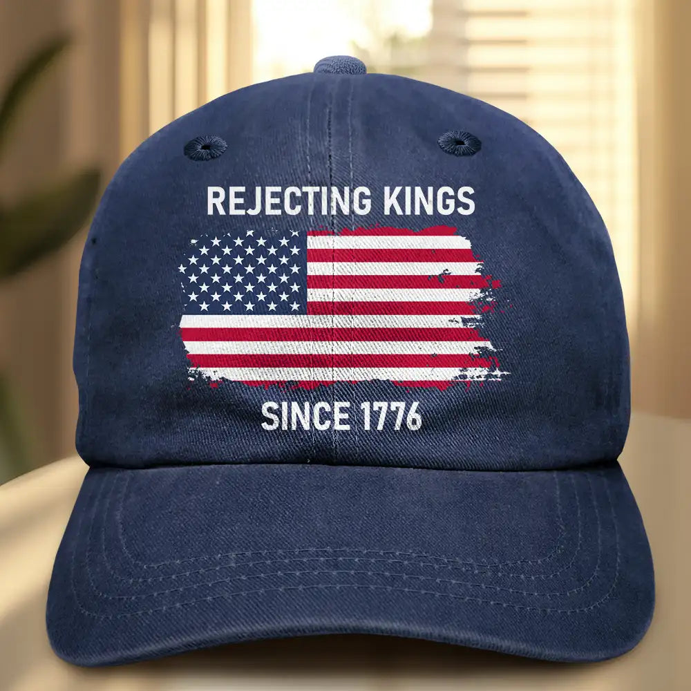 Rejecting Kings Since 1776 - Personalized Vintage Washed Denim Cap
