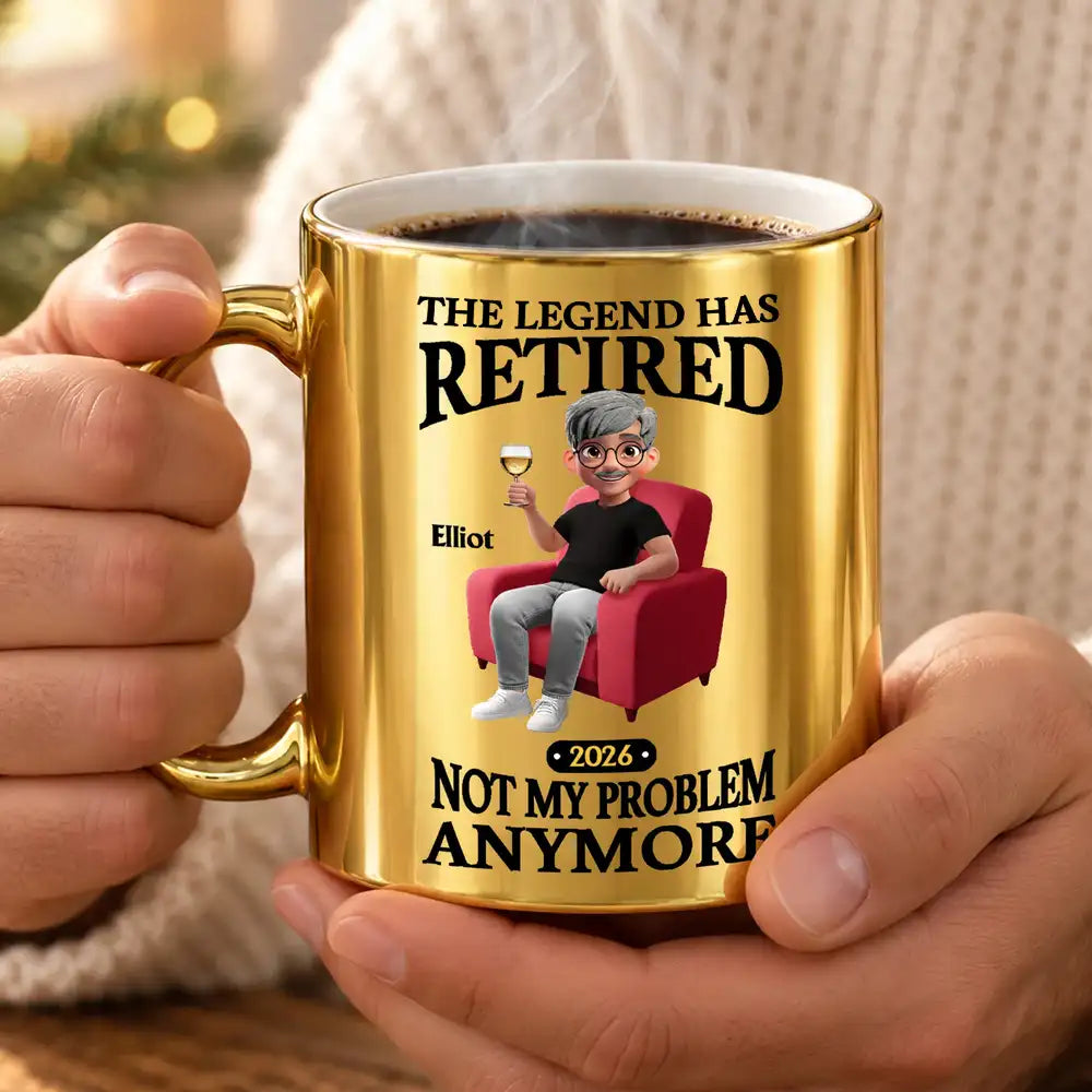 Gift For Colleagues, Humorous, Retirement, Vector - Retirement Gift For Coworker - Personalized The Legend Has Retired Metallic Mug