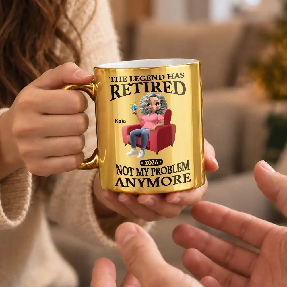 Gift For Colleagues, Humorous, Retirement, Vector - Retirement Gift For Coworker - Personalized The Legend Has Retired Metallic Mug