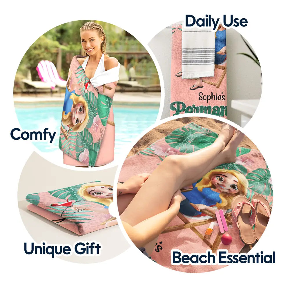 Retirement,Beach,Gift For Yourself,Happy - Retirement Plan Permanent Vacation - Personalized Beach Towel