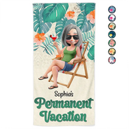 Retirement,Beach,Gift For Yourself,Happy - Retirement Plan Permanent Vacation - Personalized Beach Towel
