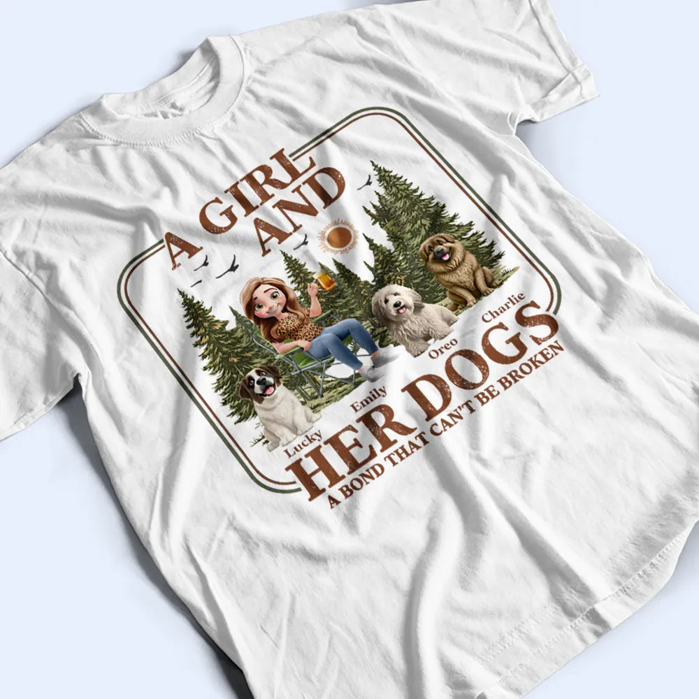 Dog Lovers, Dog Mom, Dog Dad, Camping, Happy - Retro Camping A Bond That Can't Be Broken - Personalized T Shirt