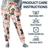 Dog Lovers,Dog Mom,Christmas,Happy - Retro Holy Berries And Decorative Bow - Personalized Pajama Pants