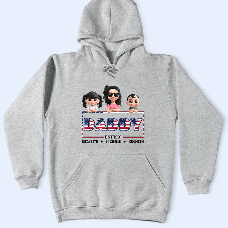 Gift For Father,Gift For Grandpa,Independence Day,Happy - Retro Style America Dad Grandpa 3D Effect - Personalized T Shirt