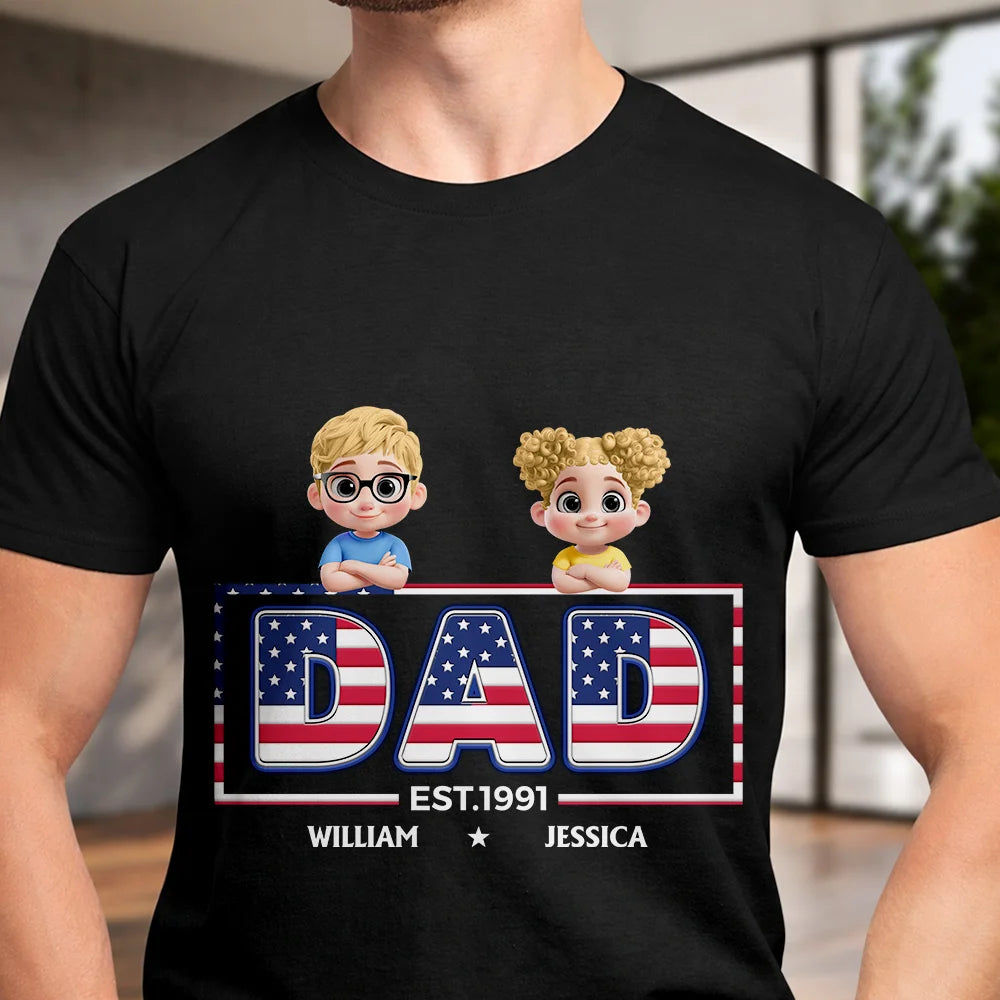 Retro Style America Dad Grandpa 3D Effect - Personalized T Shirt