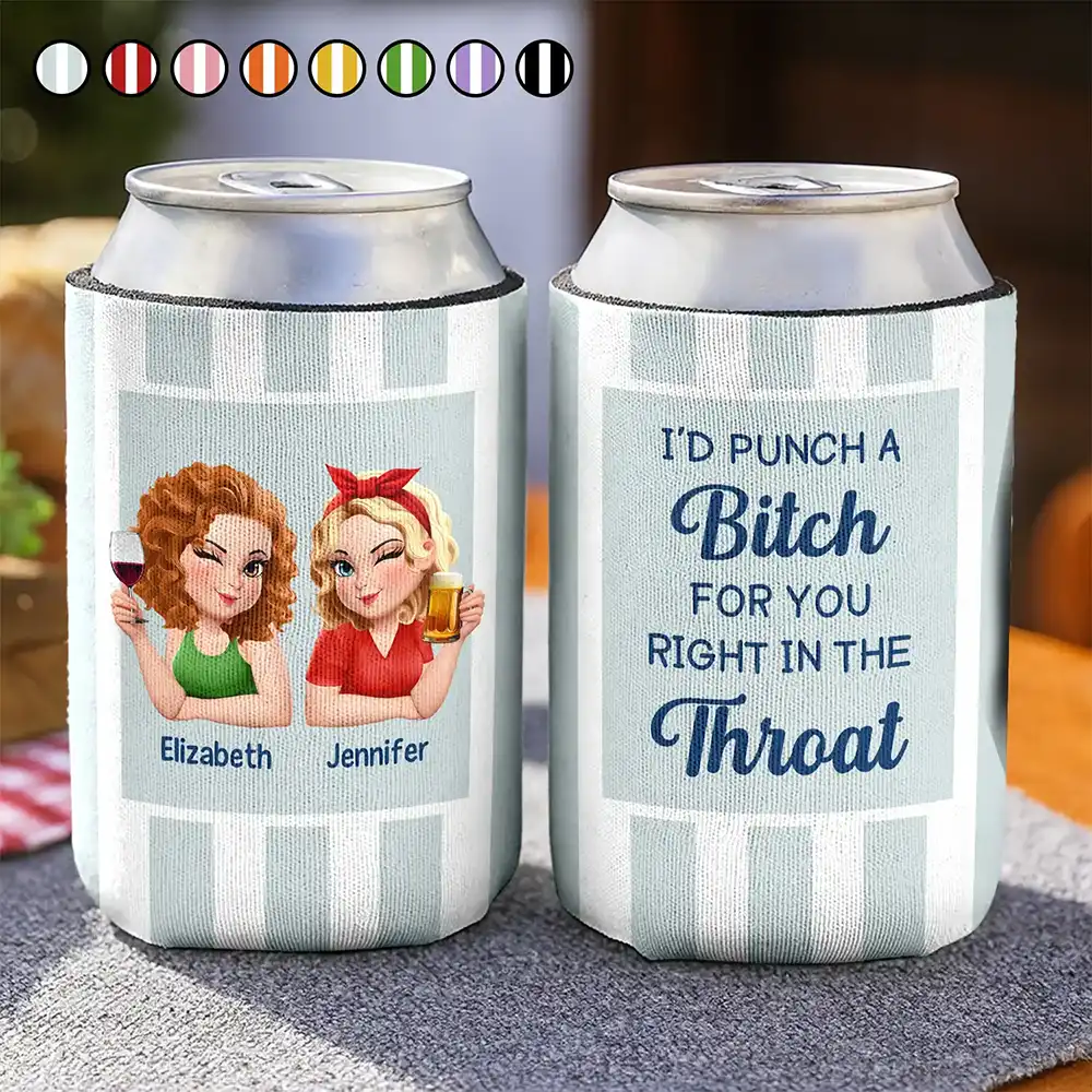 Right In The Throat 3D Bestie - Personalized Can Cooler Sleeve