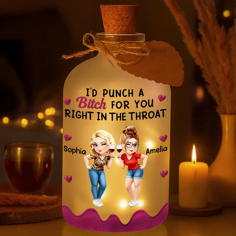 Gift For Bestie,Gifts For Colleagues,Gift For Sisters,Funny,Gift For Sibling - Right In The Throat 3D Bestie - Personalized Short Bottle Light