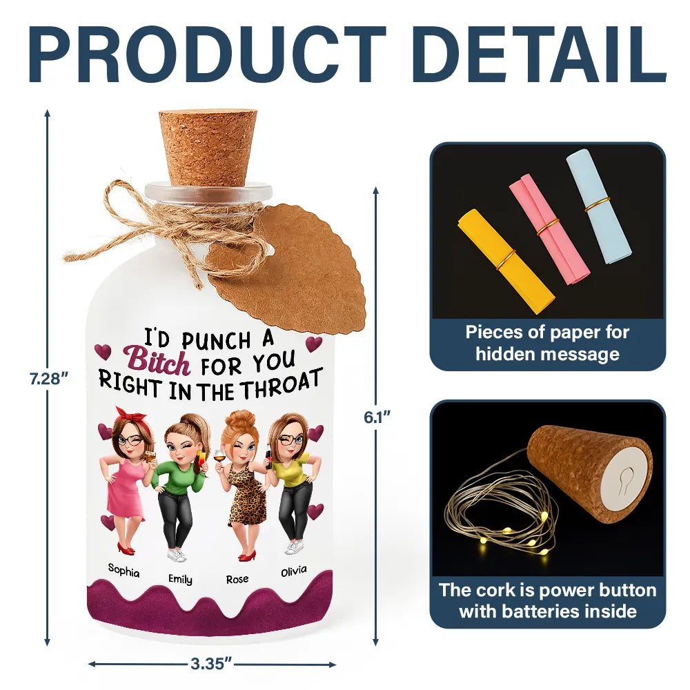 Gift For Bestie,Gifts For Colleagues,Gift For Sisters,Funny,Gift For Sibling - Right In The Throat 3D Bestie - Personalized Short Bottle Light