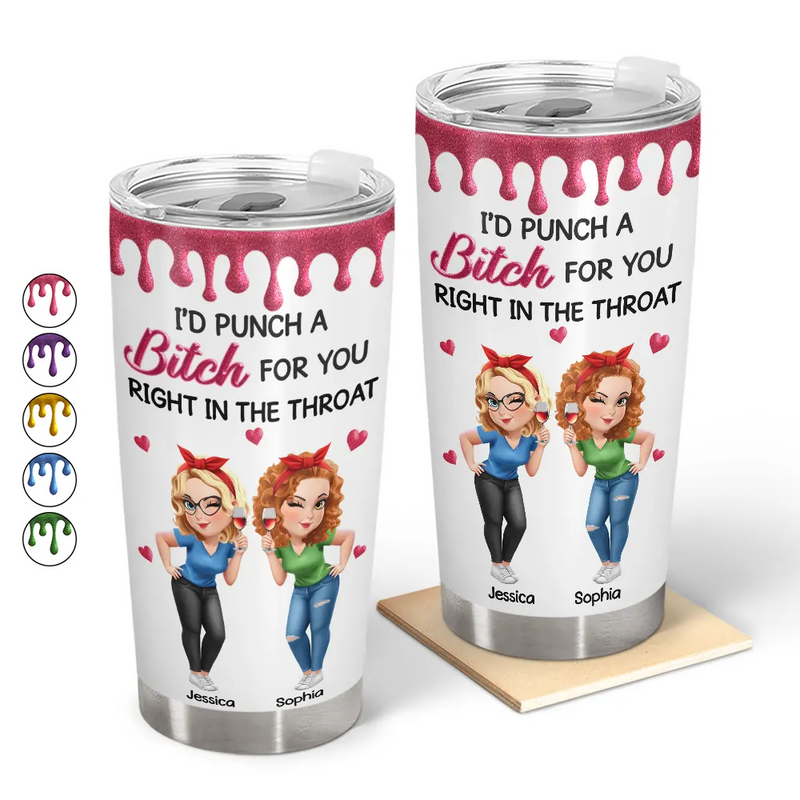Gift For Bestie, Old Best friends, Gifts For Colleagues, Funny - Right In The Throat 3D Bestie - Personalized Tumbler