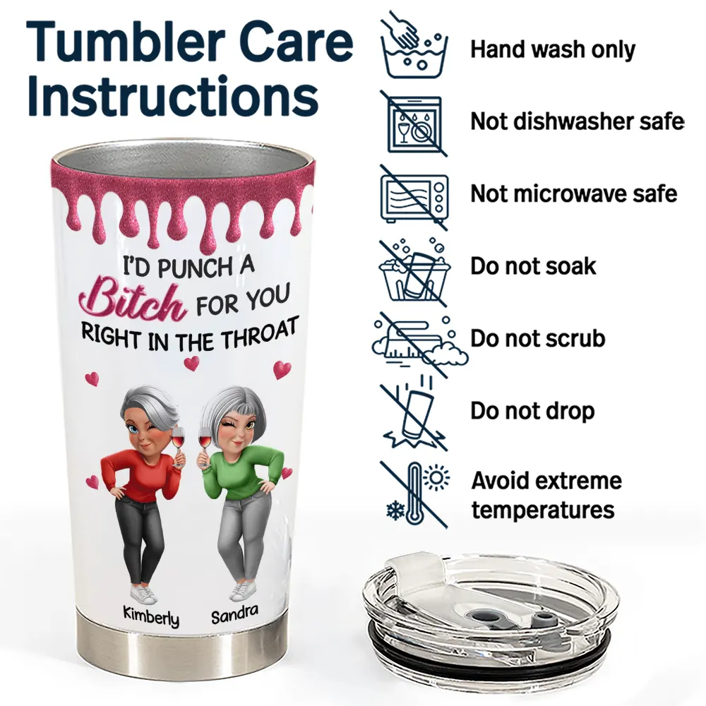 Gift For Bestie, Old Best friends, Gifts For Colleagues, Funny - Right In The Throat 3D Bestie - Personalized Tumbler