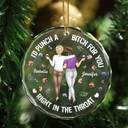 Christmas,Gift For Bestie,Funny,Top Market - Right In The Throat Bestie Backside - Personalized Circle Glass Ornament