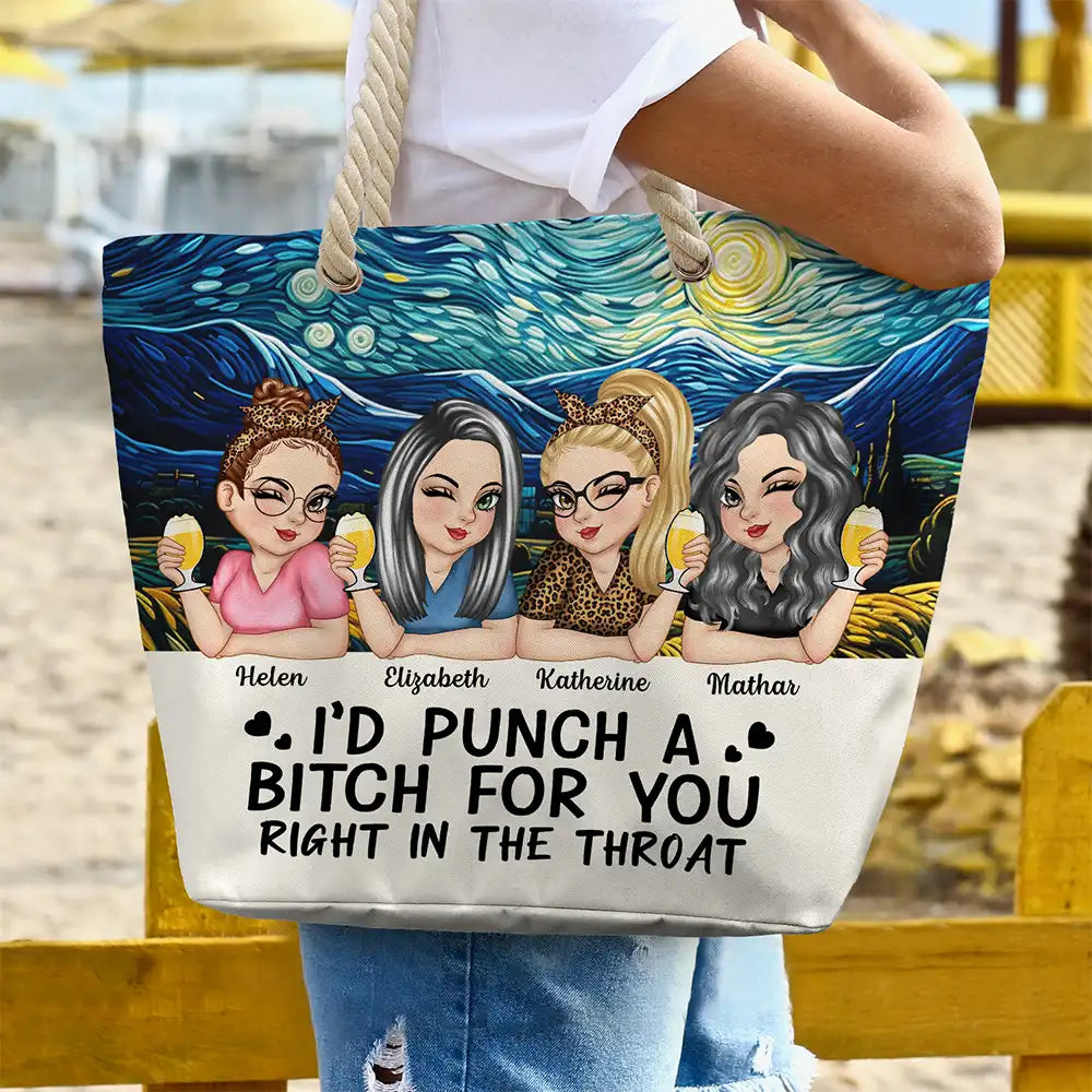 Funny,Gift For Bestie,Beach,Summer,Gift For Women - Right In The Throat Besties - Personalized Beach Bag