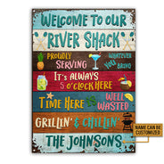 River Shack Welcome Proudly Serving Custom Classic Metal Signs, Fun Sign For The River Home