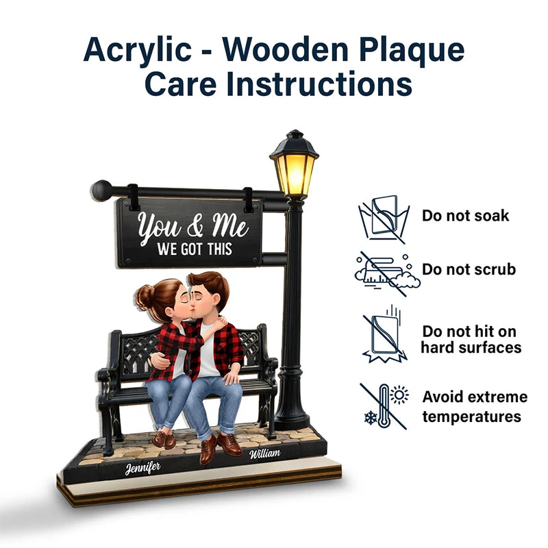 Gift For Couples,Old Couples,Gift For Husband,Gift For Wife,Gift For Boyfriend,Gift For Girlfriend,LGBT,Love,Top Market - Romantic Flannel Couple You & Me We Got This - Personalized Custom Shaped 2-Layered Acrylic Wooden Plaque