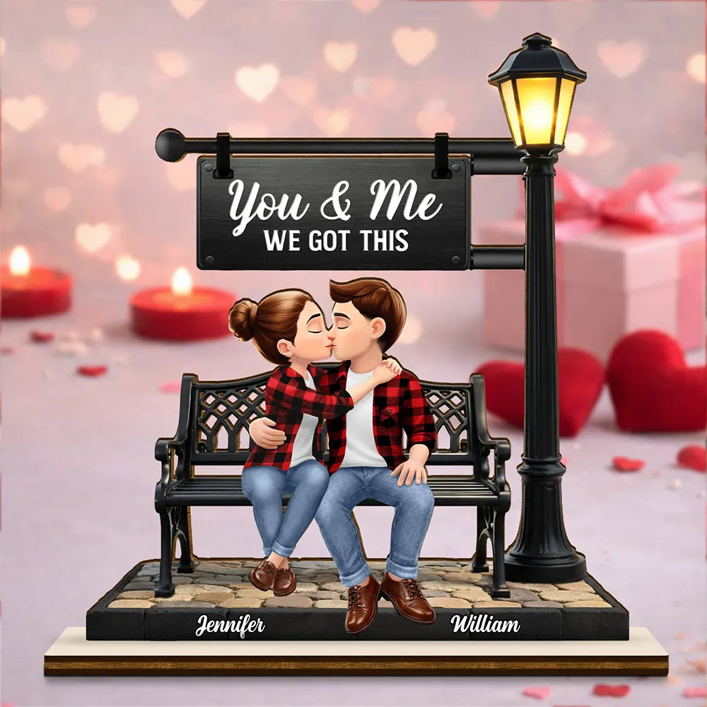 Gift For Couples,Old Couples,Gift For Husband,Gift For Wife,Gift For Boyfriend,Gift For Girlfriend,LGBT,Love,Top Market - Romantic Flannel Couple You & Me We Got This - Personalized Custom Shaped 2-Layered Acrylic Wooden Plaque