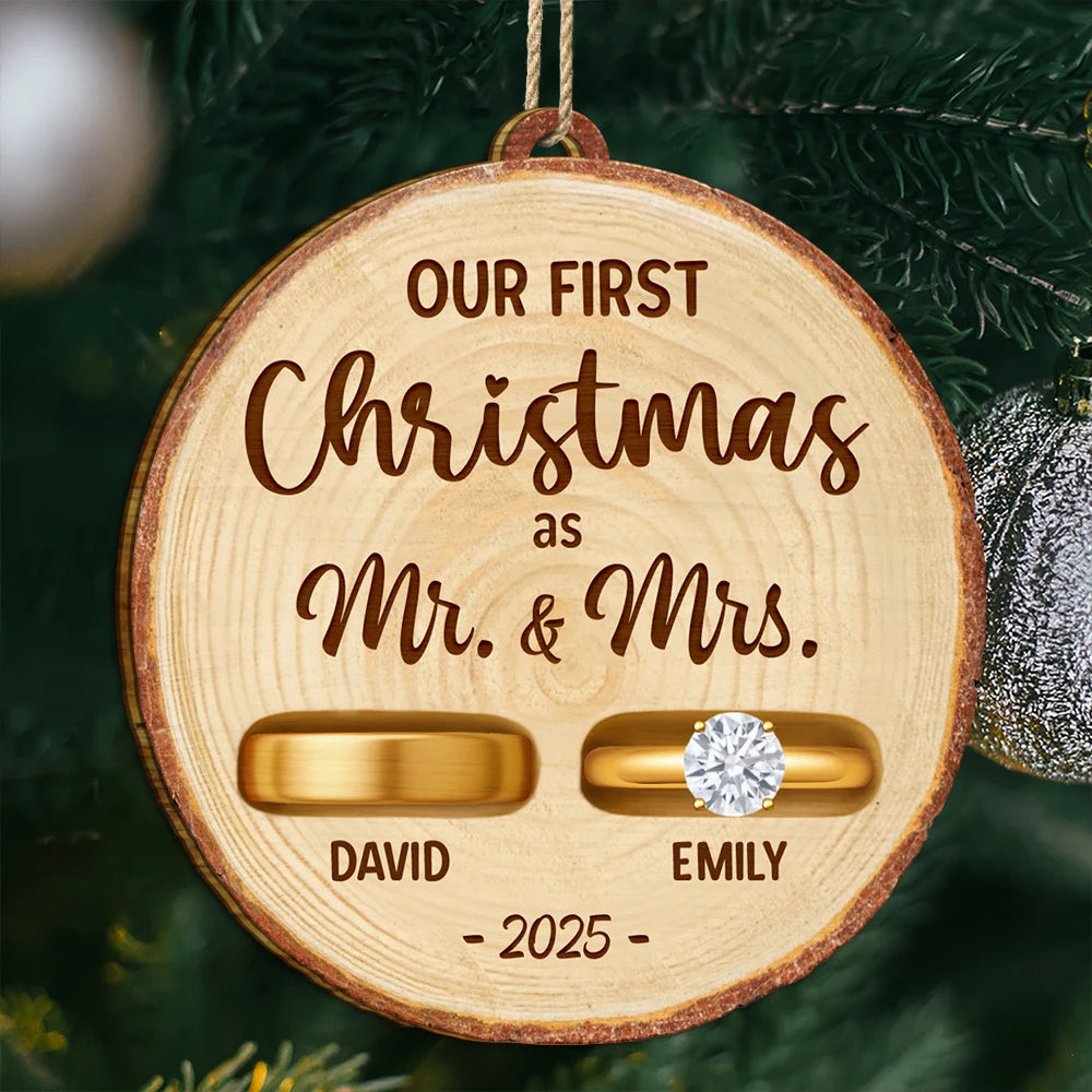 Rustic Keepsake For Our First Season Of Forever - Personalized Custom Shaped Wooden Ornament