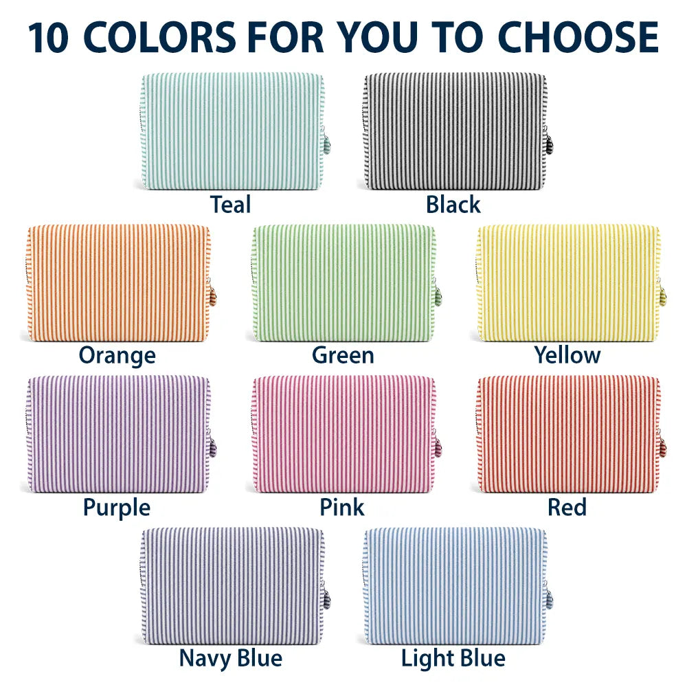 Back To School, Summer, Teacher, Inspirational, Vector - I Trust Myself Teacher Daily Affirmations - Personalized Striped Cosmetic Bag
