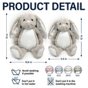Adorable,Art Design,Gift For Kids,Photo - Outline Sketch - Embroidered Product - Custom Photo Outline Sketch Happy Family & Kid Together - Personalized Soft Toy Bunny