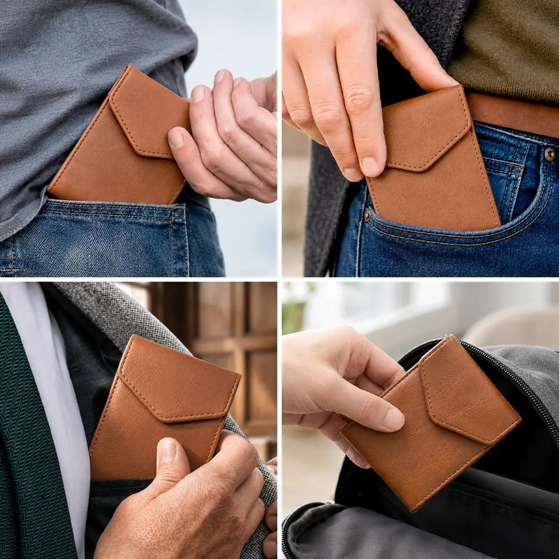 Gift For Father, Custom Photo, Art Design, Grateful, Photo - Ink Drawing - Custom Photo Ink Drawing Family Portrait Best Grandpa Dad Ever - Personalized Leather Slim Wallet