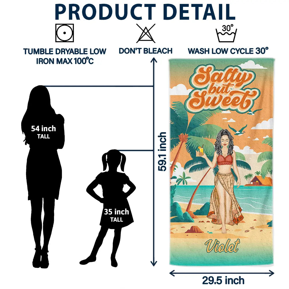 Gift For Yourself,Gift For Women,Beach,Summer,Happy - Salty But Sweet - Personalized Beach Towel
