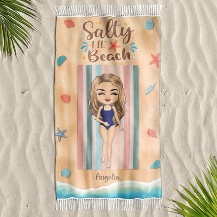 Salty Lil Beach Summer Vacation - Personalized Turkish Beach Towel