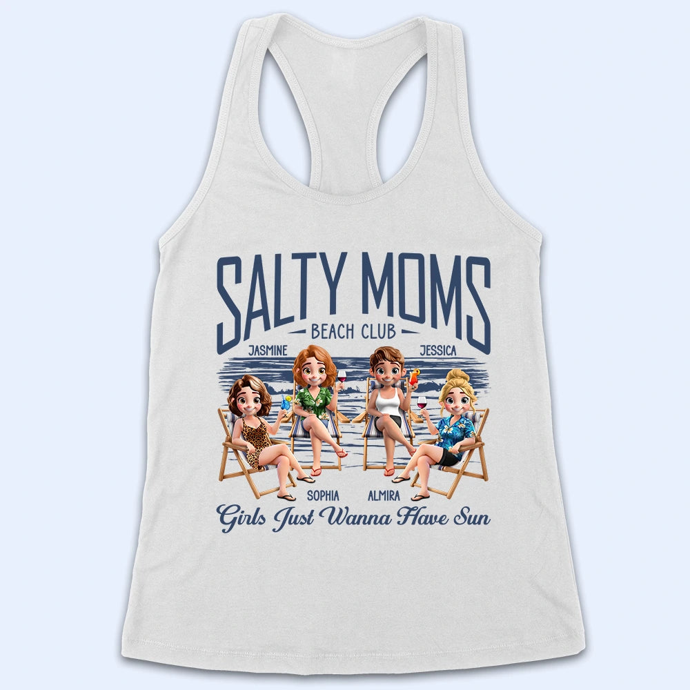 Beach,Summer,Gift For Bestie,Humorous,Vector - Salty Mom Beach Club - Personalized T Shirt