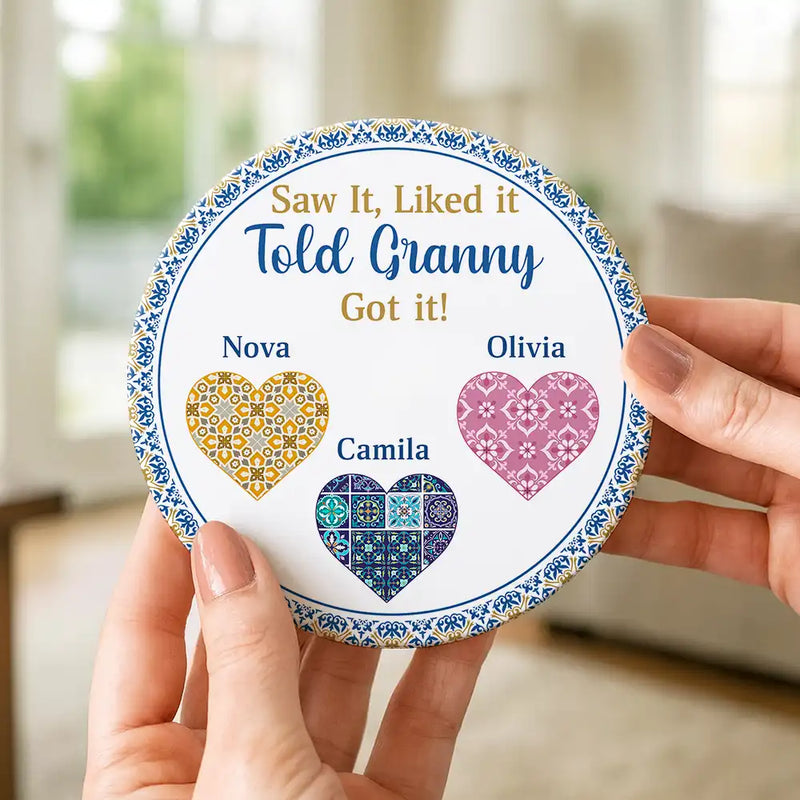 Happy,Gift For Grandma,Gift For Mother,Gift For Wife - Saw It Liked It Told Grandma Got It Nana Nanny - Personalized Ceramic Coaster