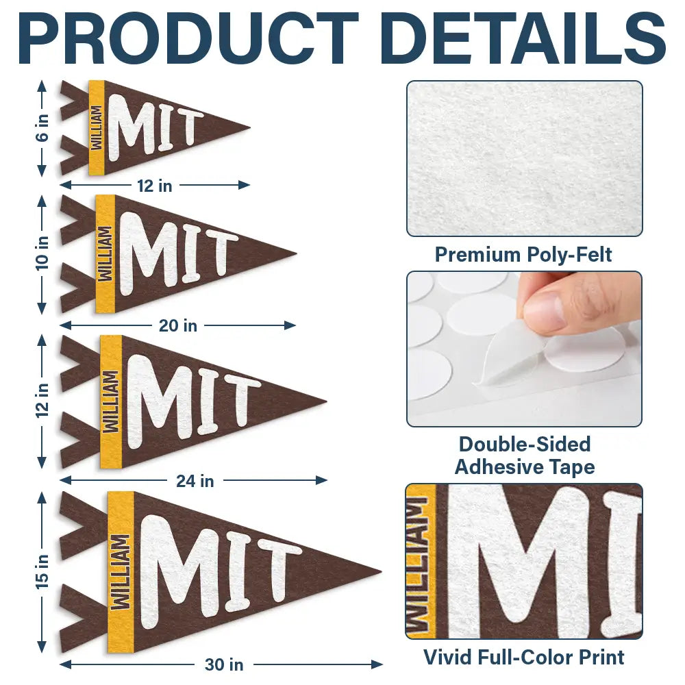 Back To School,Proud,Gift For Yourself,Warp Text - School Name - Personalized Pennant