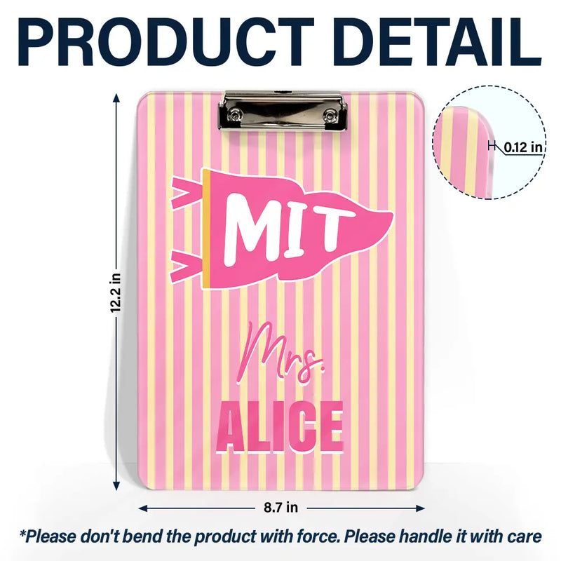 Back To School,Teacher,Proud,Warp Text - School Pennant Flag - Personalized Acrylic Clipboard