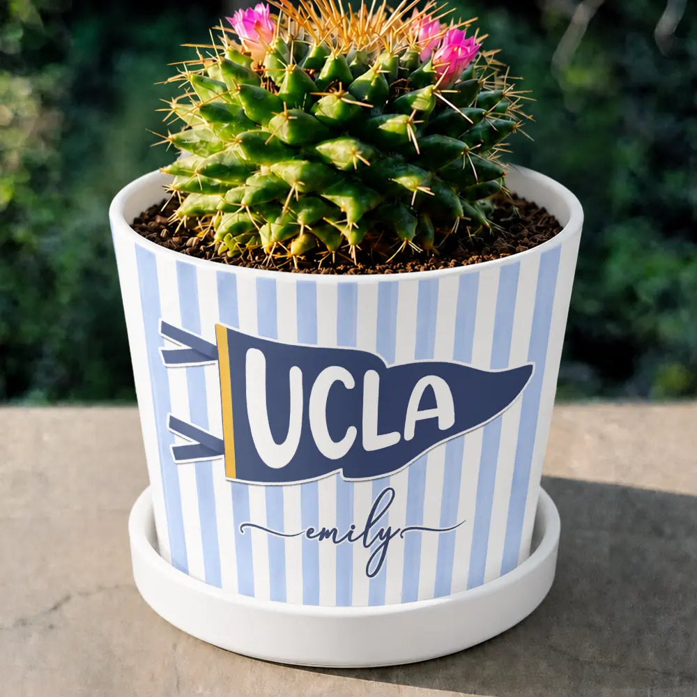 Back To School,Gift For Yourself,Proud,Warp Text - School Pennant Flag - Personalized Ceramic Plant Pot