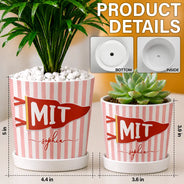 Back To School,Gift For Yourself,Proud,Warp Text - School Pennant Flag - Personalized Ceramic Plant Pot