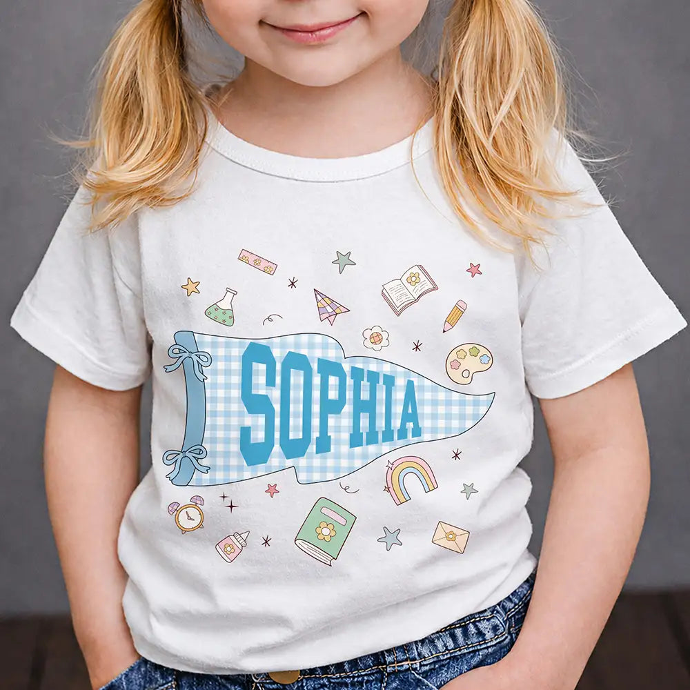Back To School,Gift For Kids,Adorable,Warp Text - School Pennant Flag - Personalized T Shirt
