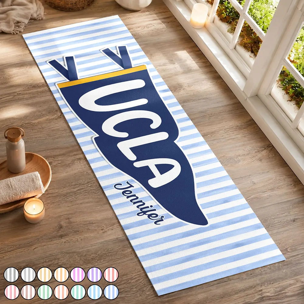 Back To School,Yoga,Proud,Warp Text - School Pennant Flag - Personalized Yoga Mat