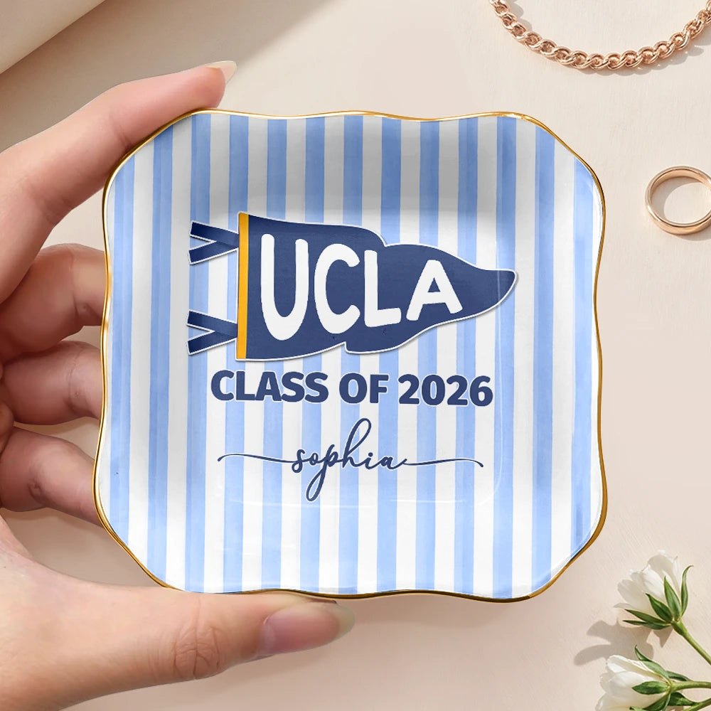 Graduation,Gift For Women,Top Market,Non-Eng,Warp Text,Special Font,Proud - School Pennant Flag Class Of - Personalized Ring Dish