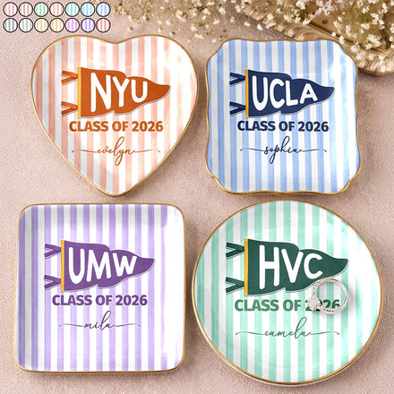 School Pennant Flag Class Of - Personalized Ring Dish