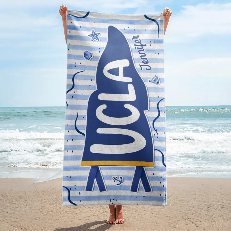 Graduation,Gift For Women,Gift For Bestie,Top Market,Warp Text,Adorable - School Pennant Flag Summer Graduation - Personalized Beach Towel