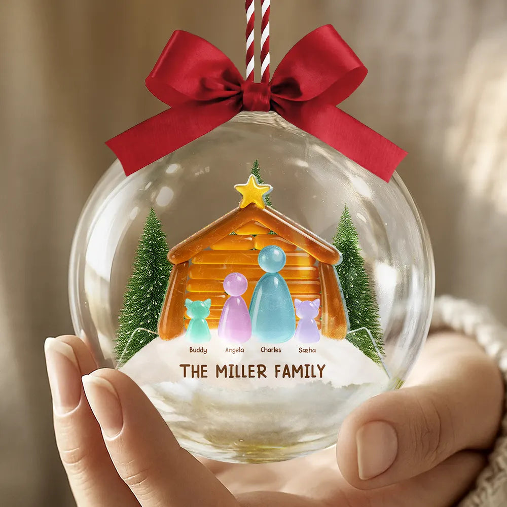 Family,Pet Lovers,Pet Mom,Pet Dad,Pet Couple,Dog Lovers,Dog Couple,Dog Mom,Dog Dad,Cat Lovers,Cat Mom,Cat Dad,Cat Couple,Happy,Single Mom,Single Dad,Gift For Grandpa,Gift For Grandma,Gift For Grandkids,Christmas - Sea Glass Family The Greatest Gift For All - Personalized 3D Acrylic Ball Ornament