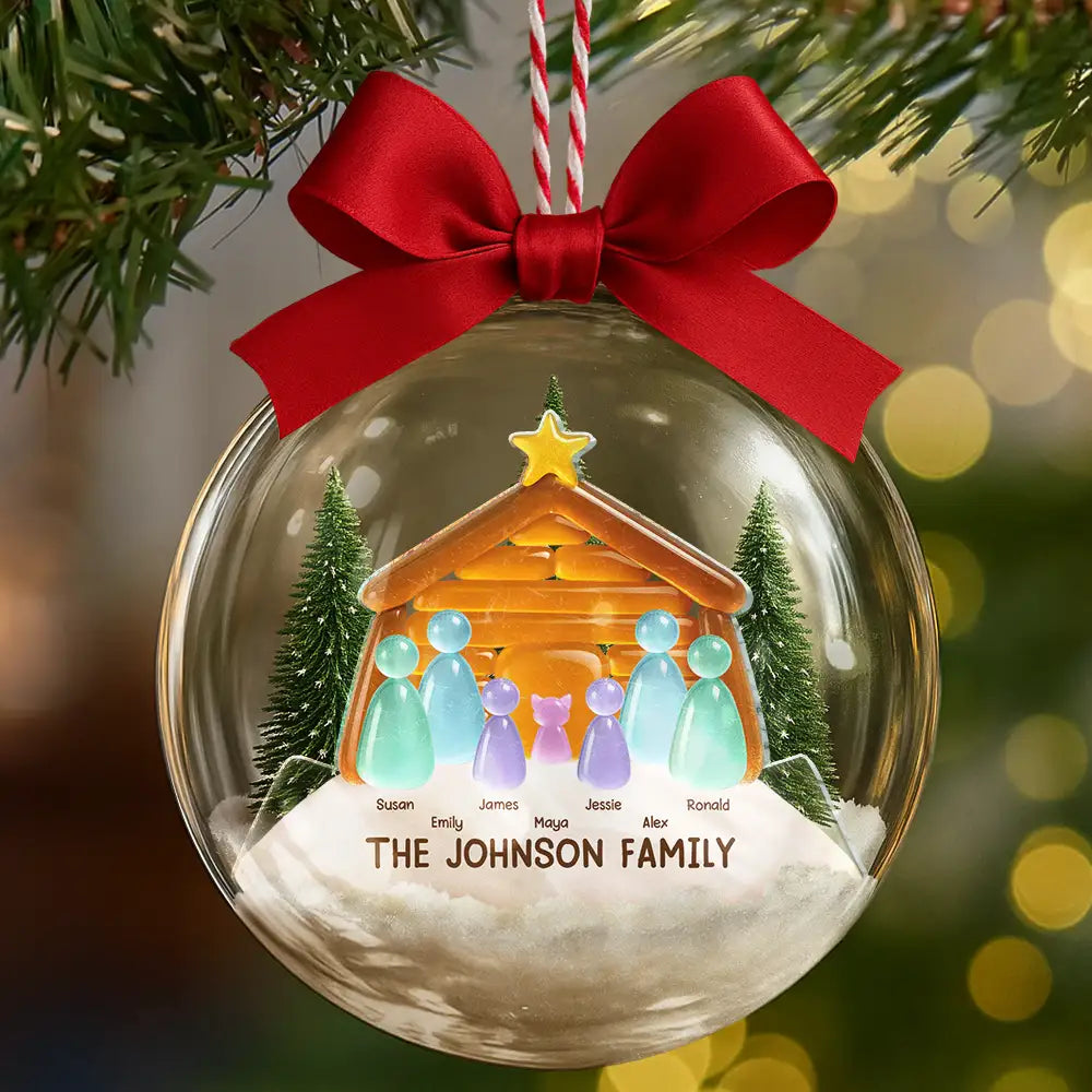 Family,Pet Lovers,Pet Mom,Pet Dad,Pet Couple,Dog Lovers,Dog Couple,Dog Mom,Dog Dad,Cat Lovers,Cat Mom,Cat Dad,Cat Couple,Happy,Single Mom,Single Dad,Gift For Grandpa,Gift For Grandma,Gift For Grandkids,Christmas - Sea Glass Family The Greatest Gift For All - Personalized 3D Acrylic Ball Ornament