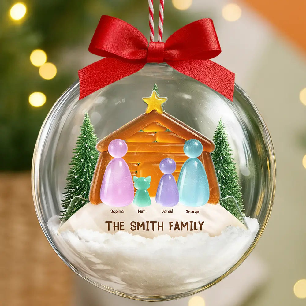Sea Glass Family The Greatest Gift For All - Personalized 3D Acrylic Ball Ornament