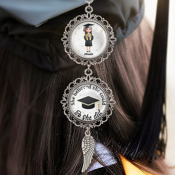 Graduation,Gift For Yourself,Gift For Bestie,Gift For Girlfriend,Gift For Sibling,Gifts For Colleagues,Happy,Gift For Boyfriend - She Believed She Could So She Did - Personalized Photo Pendant Charm