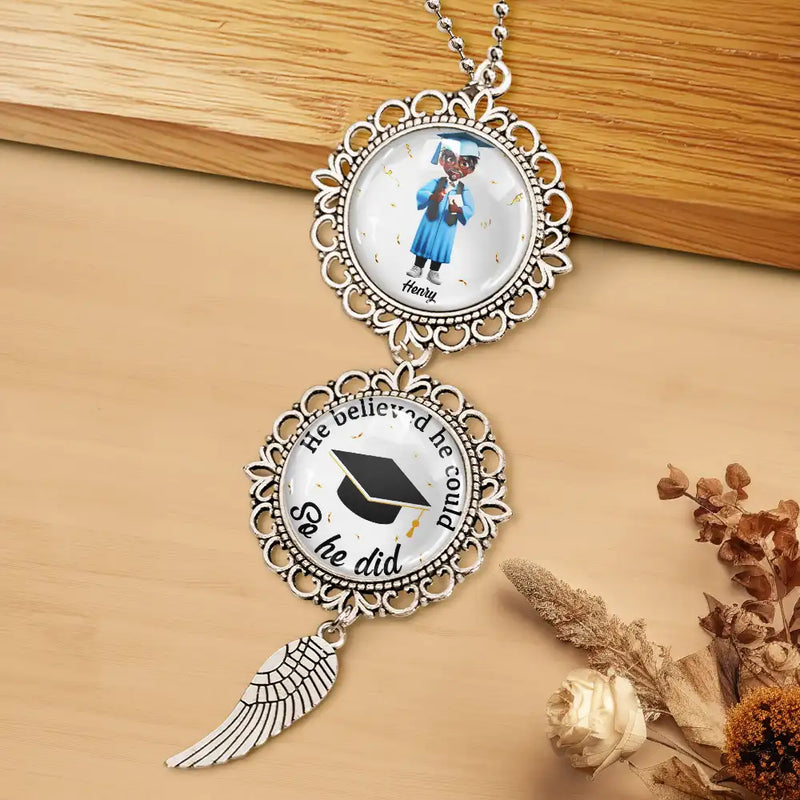 Graduation,Gift For Yourself,Gift For Bestie,Gift For Girlfriend,Gift For Sibling,Gifts For Colleagues,Happy,Gift For Boyfriend - She Believed She Could So She Did - Personalized Photo Pendant Charm