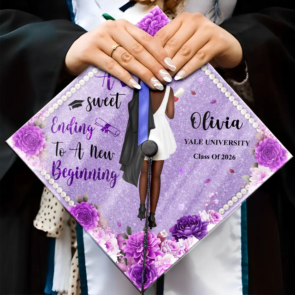 Graduation,Happy - She Believed She Could So She Did Backside - Personalized Graduation Cap Topper