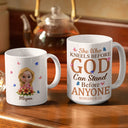 Christian,Gift For Women,Gift For Yourself - She Who Kneels Before God Can Stand Before - Personalized White Edge-to-Edge Mug